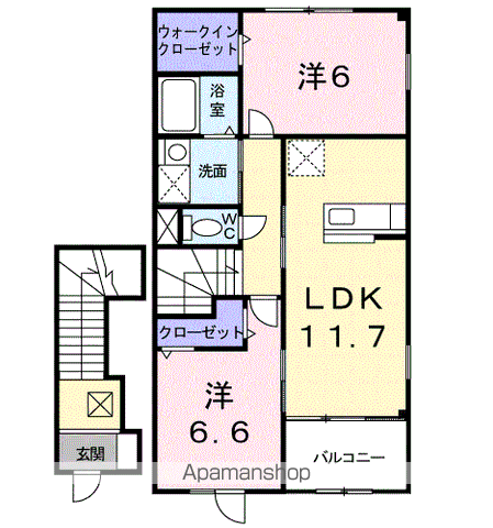 ラ プロヴァンス(2LDK/2階)の間取り写真