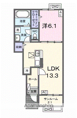ジュピターⅡ(1LDK/1階)の間取り写真