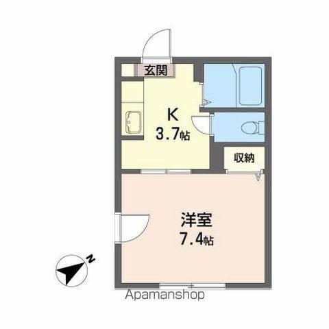 ディアス上堂F棟(1K/1階)の間取り写真