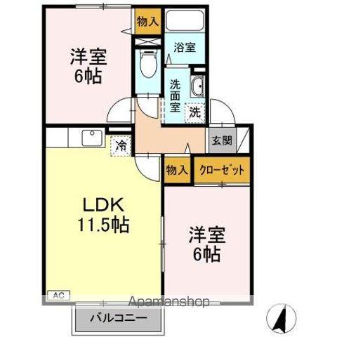 グリーンハイツC(2LDK/2階)の間取り写真