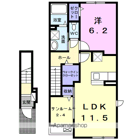 コリナ ノルテ(1LDK/2階)の間取り写真