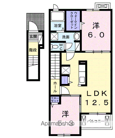 ノイエツァイト ⅤB(2LDK/2階)の間取り写真
