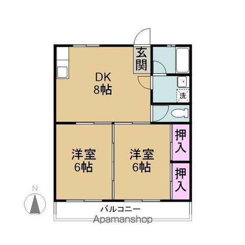 ハートランドハイツ(2DK/2階)の間取り写真