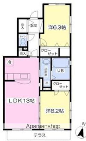 ルヴニールメゾン(2LDK/1階)の間取り写真