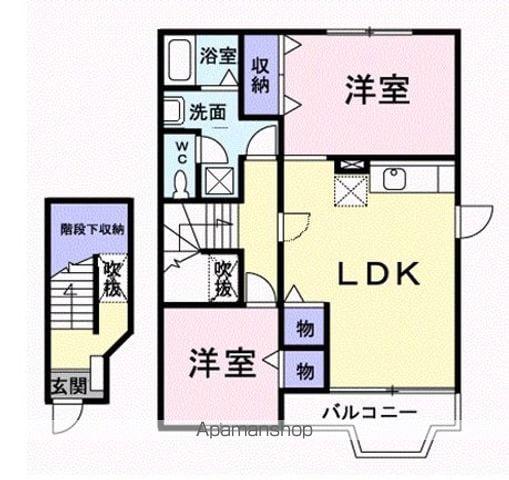 シャンティ北小田(2LDK/2階)の間取り写真