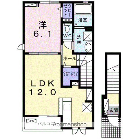 プレイン ハルカ(1LDK/2階)の間取り写真
