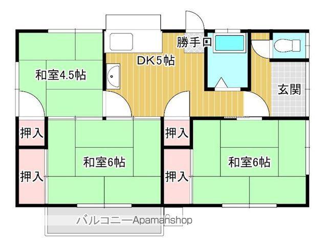 予讃線 市坪駅 徒歩10分 1階建 築42年(3DK)の間取り写真