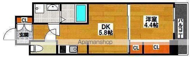 SOAR堺綾之町(1DK/2階)の間取り写真