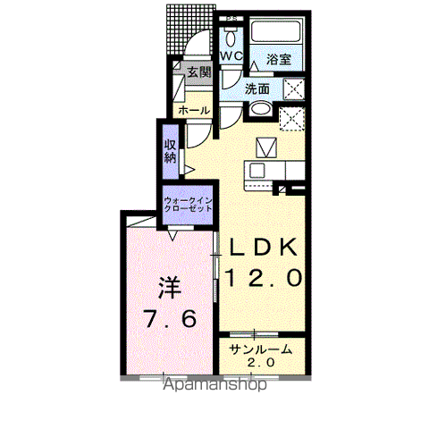 キャトルセゾン・ルル Ⅱ(1LDK/1階)の間取り写真