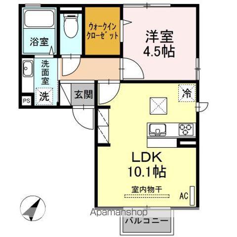 D-ROOM大屋 B棟(1LDK/1階)の間取り写真