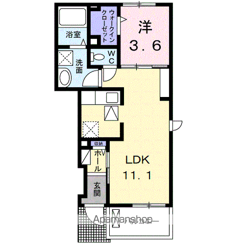 メゾン ソレイユⅡ A(1LDK/1階)の間取り写真