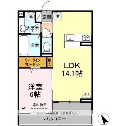 プリュスフォンテーヌ(1LDK/3階)の間取り写真