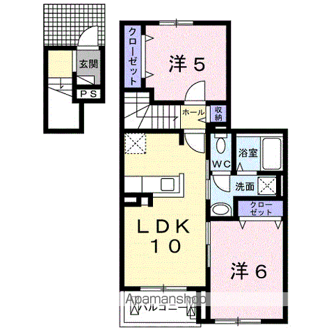 ルミナーレ西浜(2LDK/2階)の間取り写真