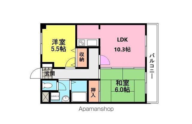 ドルチェ武庫之荘(2LDK/5階)の間取り写真