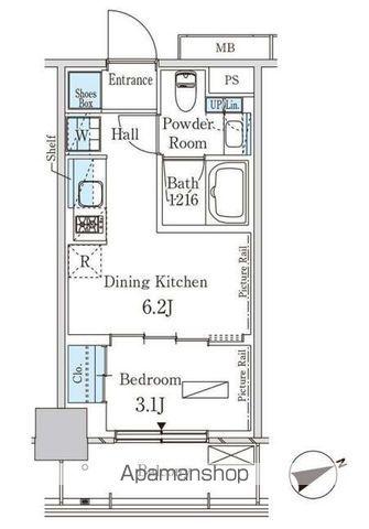 パークアクシス芝浦キャナル(1DK/6階)の間取り写真