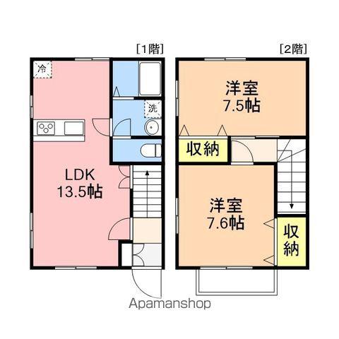 新潟県新潟市東区 2階建 築24年(2LDK/1階)の間取り写真