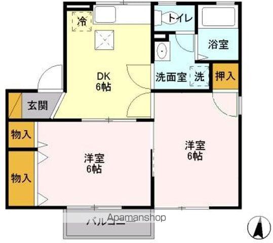 エスパース21 B(2DK/2階)の間取り写真