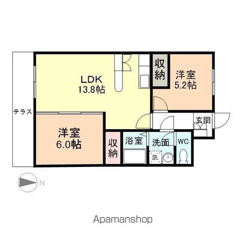 ヴァンベール上袋(2LDK/1階)の間取り写真