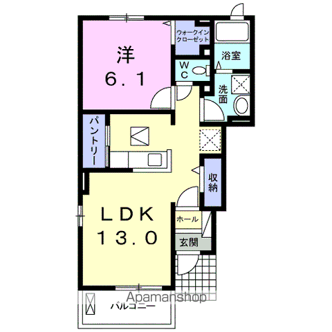 コーポ スワン Ⅱ(1LDK/1階)の間取り写真