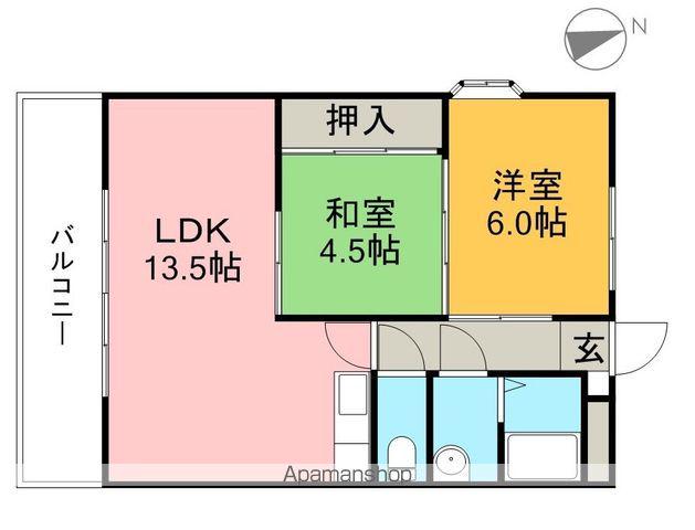 とさでん交通後免線 知寄町三丁目駅 徒歩7分 11階建 築35年(2LDK/5階)の間取り写真