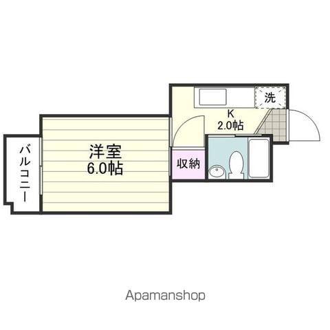 ヒルサイドハイツC棟(1K/2階)の間取り写真