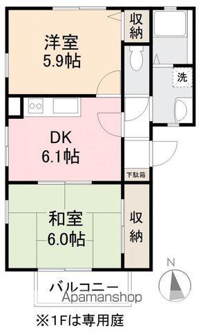 フォブール土居A・B(2DK/1階)の間取り写真
