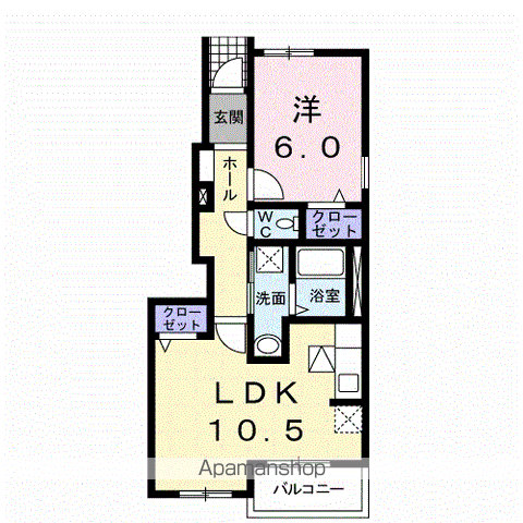 アーバンちくま(1LDK/1階)の間取り写真