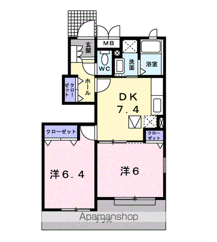 ベル フローラⅢ(2DK/1階)の間取り写真