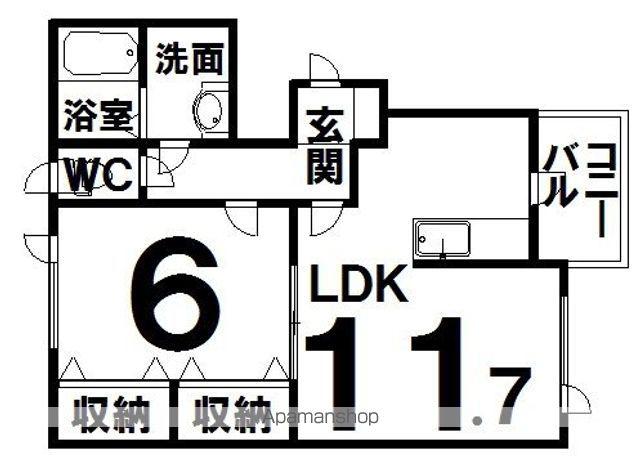 PLUS ONE(1LDK/2階)の間取り写真