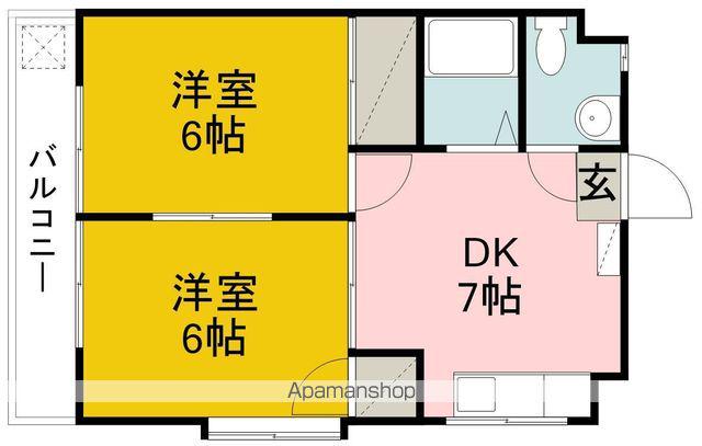 コスモリヴェール朝生田(2DK/4階)の間取り写真