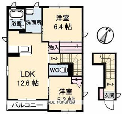 シャーメゾンWE B棟(2LDK/2階)の間取り写真