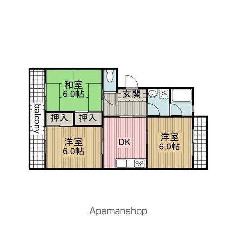 ロジュマン横山(3DK/2階)の間取り写真