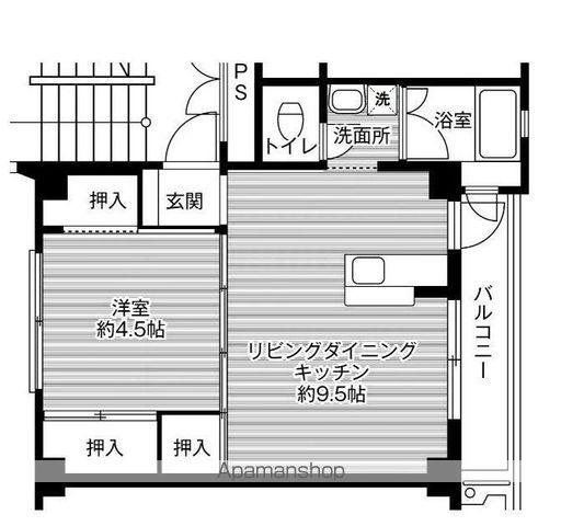 ビレッジハウス時津2号棟(1LDK/4階)の間取り写真