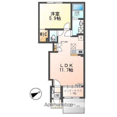 千葉市若葉区小倉町アパート(1LDK/1階)の間取り写真