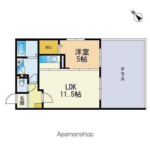 グレイスヴィラ咸宜苑(1LDK/1階)の間取り写真