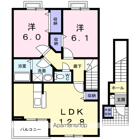 ピュアパレスⅡ(2LDK/2階)の間取り写真