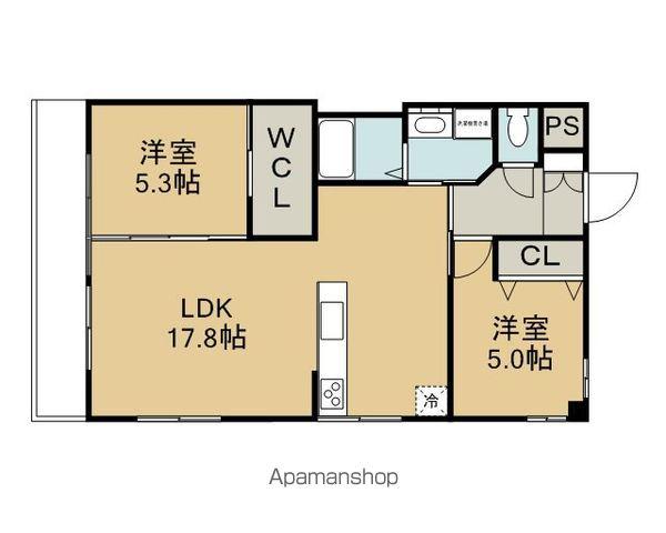 ツインヒルズB(2LDK/1階)の間取り写真