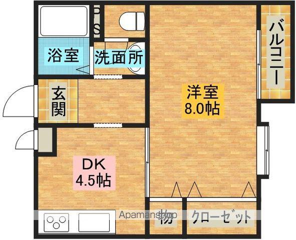 トレゾールM(1DK/2階)の間取り写真
