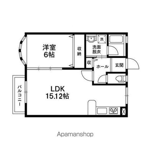 ウッディランド参番館(1LDK/2階)の間取り写真