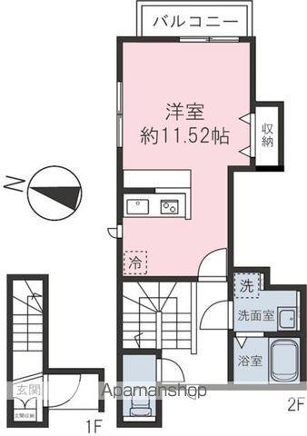 レフィナード小竹(ワンルーム/2階)の間取り写真