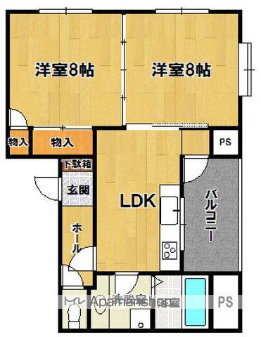 シフォン(2DK/4階)の間取り写真