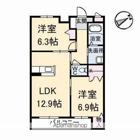 グランマスト多治米 B棟(2LDK/3階)の間取り写真