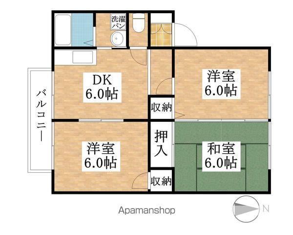 メゾンドール小木(3DK/1階)の間取り写真