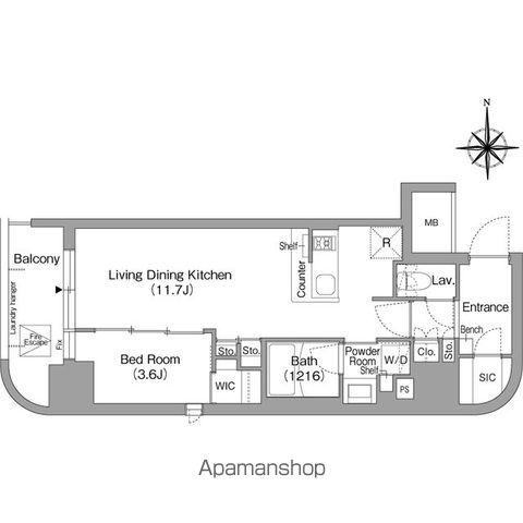 コンフォリア・リヴ北浜淡路町(1LDK/6階)の間取り写真