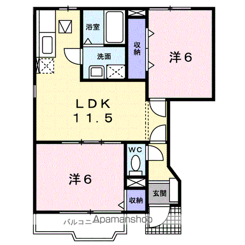 フィオレンテⅠ(2LDK/1階)の間取り写真