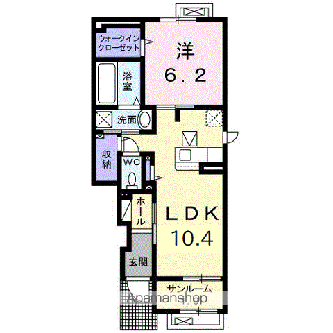 プラス・アルファ(1LDK/1階)の間取り写真