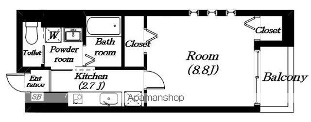 WELINA(1K/1階)の間取り写真