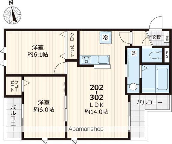 BELL GRACIA(2LDK/2階)の間取り写真