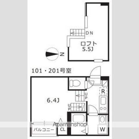 ハーモニーテラス水切町(1K/2階)の間取り写真