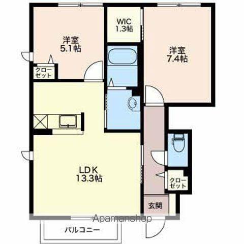 プライムスクエアB(2LDK/1階)の間取り写真